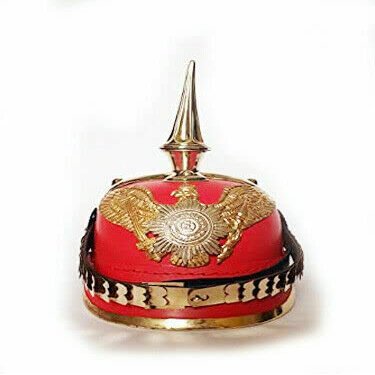 Leather Armor Spike Helmet German Pickelhaube Prussian Helmet Red Helm
