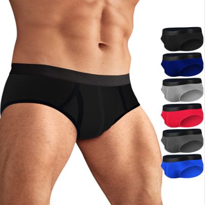 CONKEND Men's Underwear Briefs Viscose for Men Soft Breathable Comfy U Pouch Brief 6 pack Black S