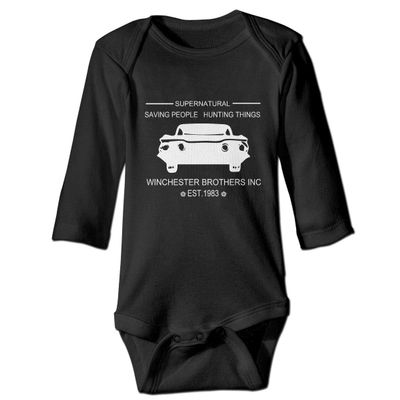 Snagminio Supernatural Infant Romper Cotton Baby Long Sleeve Bodysuit Novelty Jumpsuit Cloths for Baby Black