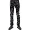 Yihuimin Men's Shiny PU Faux Leather Casual Long Pants Skinny Slim Fit Straight Leg Bliker Pants Black Medium view 1