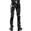 Yihuimin Men's Shiny PU Faux Leather Casual Long Pants Skinny Slim Fit Straight Leg Bliker Pants Black Medium view 2
