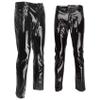 Yihuimin Men's Shiny PU Faux Leather Casual Long Pants Skinny Slim Fit Straight Leg Bliker Pants Black Medium view 4