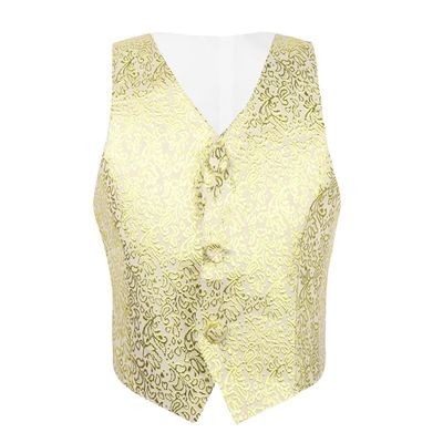 Huimingda Kids Boys Formal Vest Floral Pattern Dress Vest Gentleman Waistcoat Suits Vest Birthday Party Blazer Tops Gold 5-6 Years