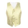 Huimingda Kids Boys Formal Vest Floral Pattern Dress Vest Gentleman Waistcoat Suits Vest Birthday Party Blazer Tops Gold 5-6 Years view 1