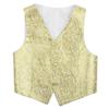 Huimingda Kids Boys Formal Vest Floral Pattern Dress Vest Gentleman Waistcoat Suits Vest Birthday Party Blazer Tops Gold 5-6 Years view 2