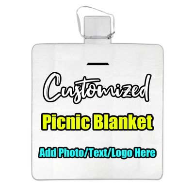 sophiehome Picture Picnic Blanket Customized, Personalized Text Beach Blanket Waterproof Sandproof, Foldable Lightweight Customzable Picnic Blankets for Travel, Camping, Hiking White 58.3 x 58.3 inch