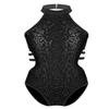 Sywiyi Kids Girls Cutout Back Gymnastics Leotards Shiny Sequins Ballet Dance Athletic Bodysuit Black 10 Years view 1