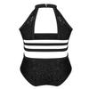 Sywiyi Kids Girls Cutout Back Gymnastics Leotards Shiny Sequins Ballet Dance Athletic Bodysuit Black 10 Years view 2