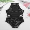 Sywiyi Kids Girls Cutout Back Gymnastics Leotards Shiny Sequins Ballet Dance Athletic Bodysuit Black 10 Years view 4