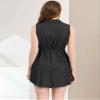 Allegra K Women's Chambray Dress Sleeveless Button Down Jean Denim Shirt Dresses Medium Black view 2