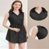 Allegra K Women's Chambray Dress Sleeveless Button Down Jean Denim Shirt Dresses Medium Black view 4