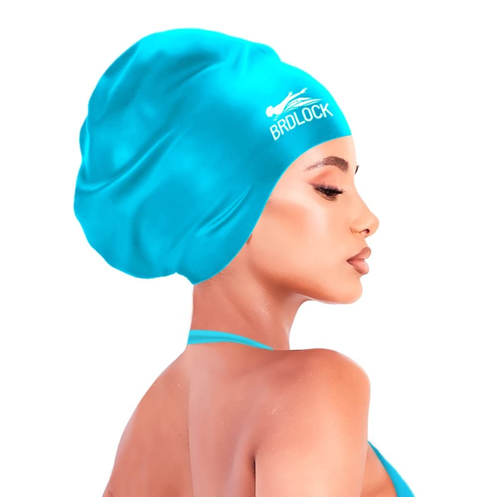 BRDLOCK Extra Large Swim Cap for Women Swimming Cap for Braids Dreadlocks Long Hair Locs 100% Silicone Waterproof Swimming Cap Keep Your Hair Dry