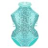 Sywiyi Kids Girls Cutout Back Gymnastics Leotards Shiny Sequins Ballet Dance Athletic Bodysuit Mint Green 14 Years view 1