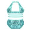 Sywiyi Kids Girls Cutout Back Gymnastics Leotards Shiny Sequins Ballet Dance Athletic Bodysuit Mint Green 14 Years view 2