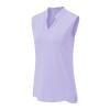 BASUDAM Women's Sleeveless Golf Polo Shirts V-Neck Collarless Tennis Running T-Shirts Quick Dry Light Purple L view 1