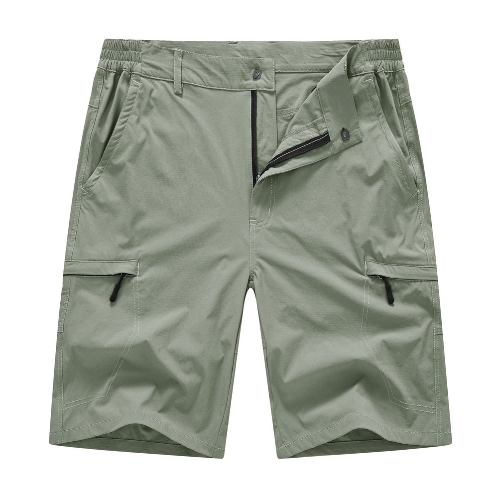 BASUDAM Men's Cargo Hiking Shorts Stretch Quick Dry Lightweight Work Shorts 6 Pockets for Camping Travel Sage Green 34