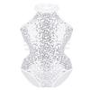 Sywiyi Kids Girls Cutout Back Gymnastics Leotards Shiny Sequins Ballet Dance Athletic Bodysuit White 10 Years view 1