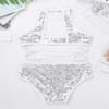 Sywiyi Kids Girls Cutout Back Gymnastics Leotards Shiny Sequins Ballet Dance Athletic Bodysuit White 10 Years view 4