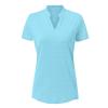 BASUDAM Women's Golf Polo Shirts V-Neck Short Sleeve Collarless Tennis Running T-Shirts Quick Dry Sky Blue XXL view 2