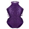 Sywiyi Kids Girls Cutout Back Gymnastics Leotards Shiny Sequins Ballet Dance Athletic Bodysuit Purple 10 Years view 1