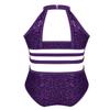 Sywiyi Kids Girls Cutout Back Gymnastics Leotards Shiny Sequins Ballet Dance Athletic Bodysuit Purple 10 Years view 2