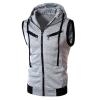 Tank Tops for Men's Sleeveless Hooded Sweatshirt Fashion Zipper Holiday Casual Sport T-Shirt Hoodies Blouse Tops Gray view 1
