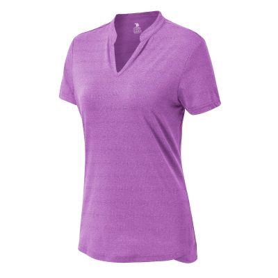 BASUDAM Women's Golf Polo Shirts V-Neck Short Sleeve Collarless Tennis Running T-Shirts Quick Dry Plum Purple S