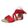 Strappy Sandals for Women Flats,Summer Casual Cross Straps Lace up Fish Mouth Open Toe Roman Sandalias Comfortable Trendy Elegant Ladies Shoes Red view 1