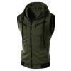 Tank Tops for Men's Sleeveless Hooded Sweatshirt Fashion Zipper Holiday Casual Sport T-Shirt Hoodies Blouse Tops Army Green view 1