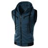 Tank Tops for Men's Sleeveless Hooded Sweatshirt Fashion Zipper Holiday Casual Sport T-Shirt Hoodies Blouse Tops Green view 1
