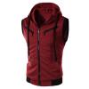 Tank Tops for Men's Sleeveless Hooded Sweatshirt Fashion Zipper Holiday Casual Sport T-Shirt Hoodies Blouse Tops Wine view 1