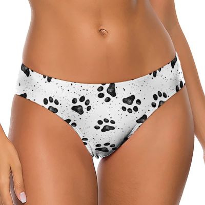 BAIKUTOUAN Dog Paw Prints Women's Underwear Thongs Sexy Breathable T-Back Panties M