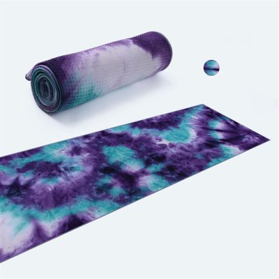 GOMMER Yoga Towel Mat with Non Slip Resin Particles Backside,Ideal for Hot Yoga Pilates Portable Beach Towel Fitness Exercise for Home Fitness (Color : Purple)