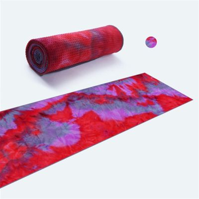 GOMMER Yoga Towel Mat with Non Slip Resin Particles Backside,Ideal for Hot Yoga Pilates Portable Beach Towel Fitness Exercise for Home Fitness (Color : Red)