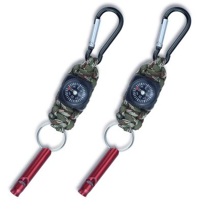 2 Packs Emergency Survival Whistle with Compass Braided Paracord Keychain with Carabiner Multifunctional Survial Keychain Whistle Compass for Outdoor Hiking Trveling Hunting Boating Fishing