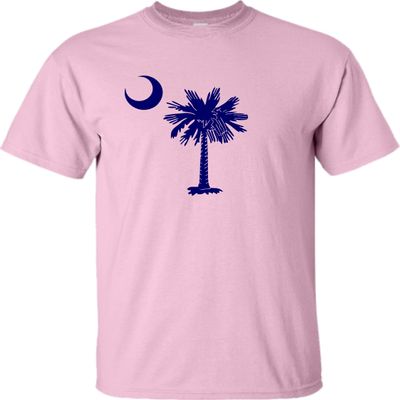 Go All Out 3X-Large Pink Adult South Carolina Flag Palmetto Moon Logo Carolinian T-Shirt