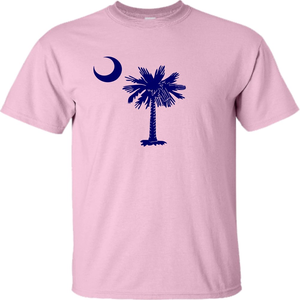 Go All Out 3X-Large Pink Adult South Carolina Flag Palmetto Moon Logo Carolinian T-Shirt