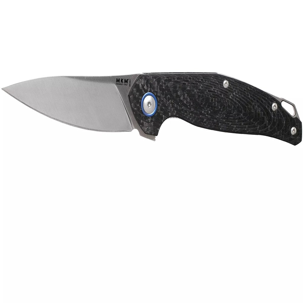 MKM Maniago Knife Makers Goccia Flipper EDC Pocket Knife - M390 Super Steel Drop Point Blade, G10, Micarta, Carbon Fiber, Titanium Handles, Designed by Jens Anso, Made in Italy (Carbon Fiber)