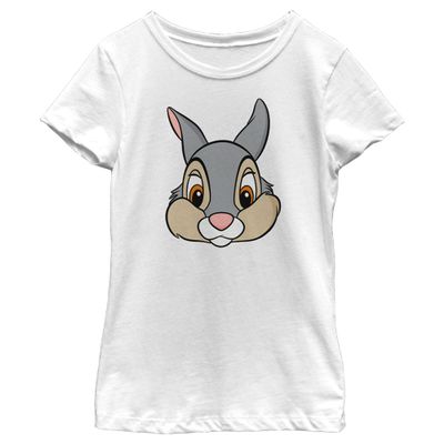 Disney Bambi Thumper Big Face Girls Short Sleeve Tee Shirt White