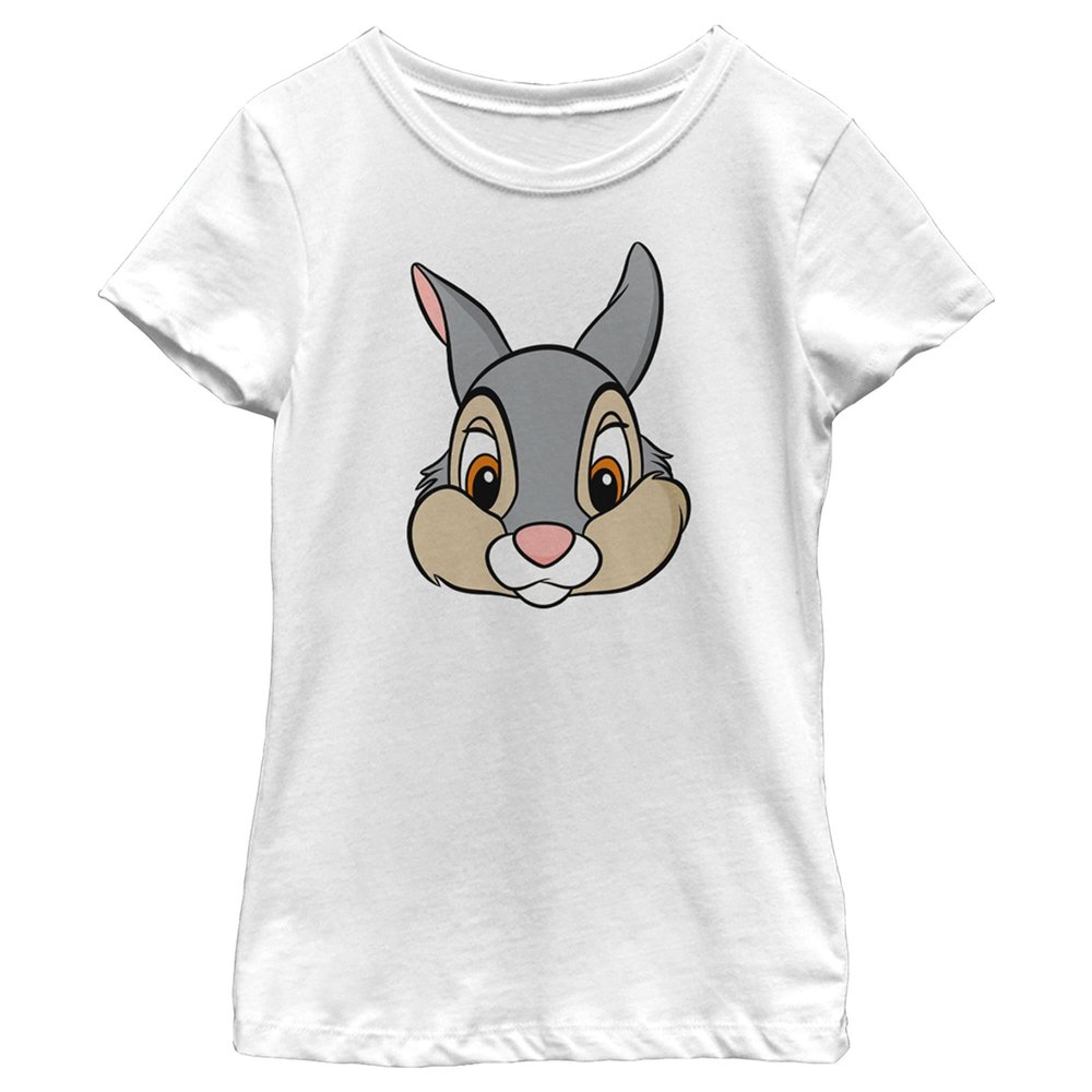 Disney Bambi Thumper Big Face Girls Short Sleeve Tee Shirt White