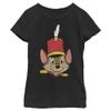 Fifth Sun Little Disney Dumbo Timothy Big Face Girls Short Sleeve Tee Shirt, Black, Large view 1