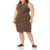 Amazon Essentials Women's Sleeveless Crossover Twist Neck Faux Wrap Dress, Dark Brown Floral, X-Small view 4