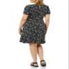 Amazon Essentials Women's Gathered Short Sleeve Crew Neck A-line Dress (Available in Plus Size), Black Ditsy Floral, X-Large view 2