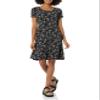Amazon Essentials Women's Gathered Short Sleeve Crew Neck A-line Dress (Available in Plus Size), Black Ditsy Floral, X-Large view 4