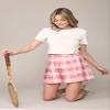 CTC WB2344 Women Girls Plaid High Waist Japan School Uniform Pleated Skater Tennis Skirt with Short XS Pink_Plaid view 4