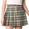CTC WB2344 Women Girls Plaid High Waist Japan School Uniform Pleated Skater Tennis Skirt with Short M Olive_Plaid view 1