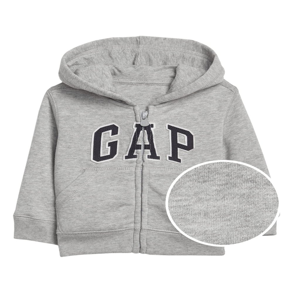 GAP baby boys Logo Zip Hoodie Sweatshirt, Light Heather Grey B08, 5T US