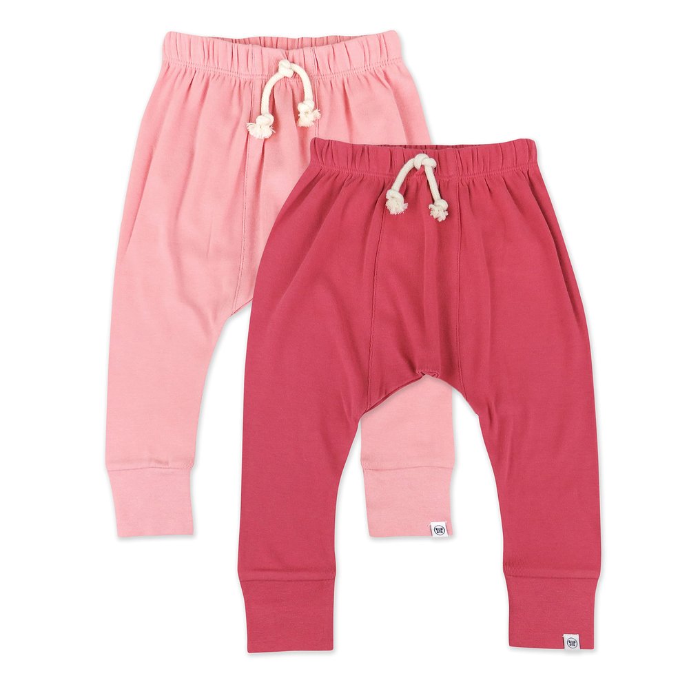 HonestBaby Multipack Honest Pants Joggers Pull on 100% Organic Cotton for Infant Baby and Toddler, Boys, Girls, Unisex, Pink Ombre, 3-6 Months