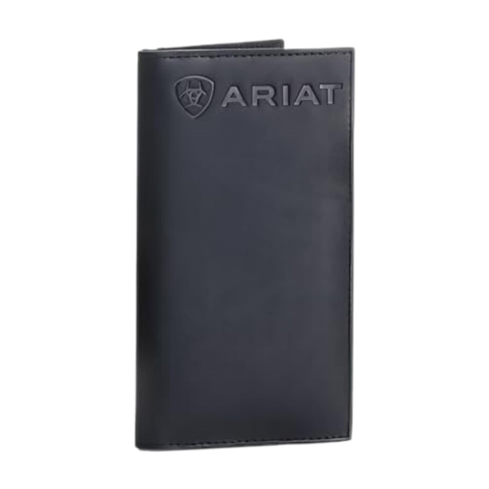 ARIAT Men's Black Leather Bifold Wallet with Embossed Logo