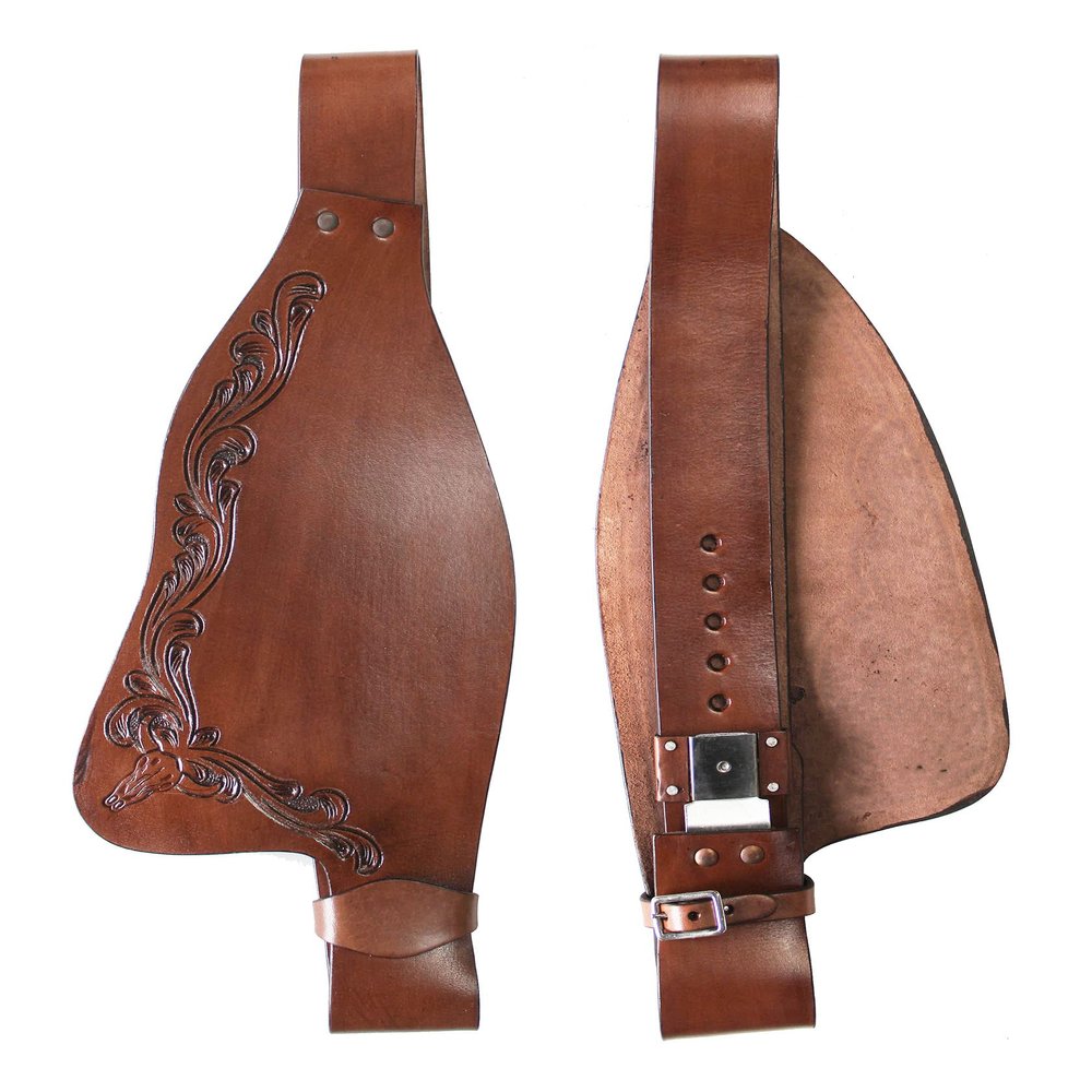 CHALLENGER Horse Western Longhorn Tooled Brown Leather Adult Replacement Saddle Fenders 5225LB